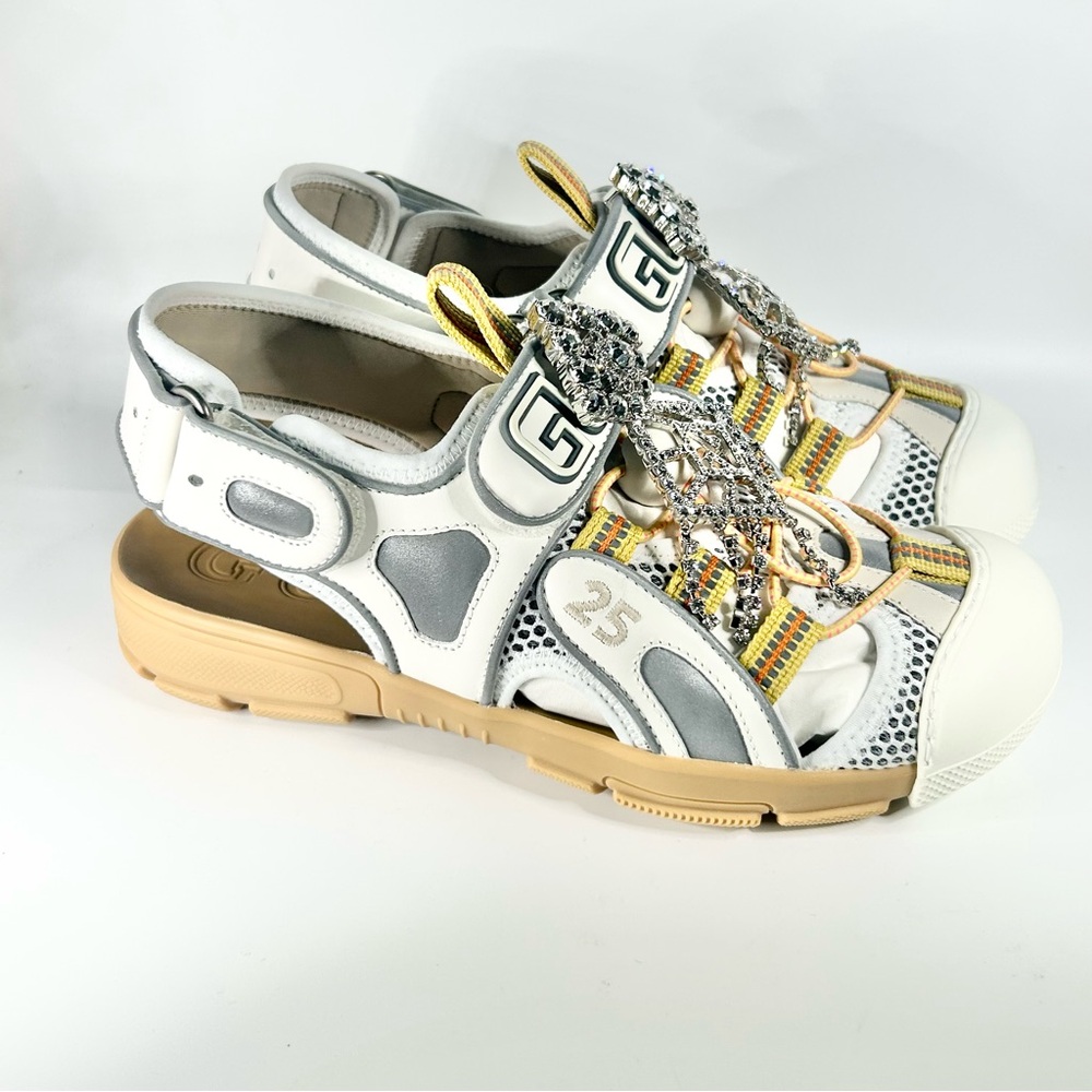 New Gucci Tinsel Sport Sandals Slingback Crystal Women’s Size 36EU/6US